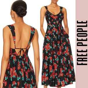 Free People dress maxi or midi floral lace spring summer wedding event